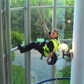 Harness lifted Window Cleaning